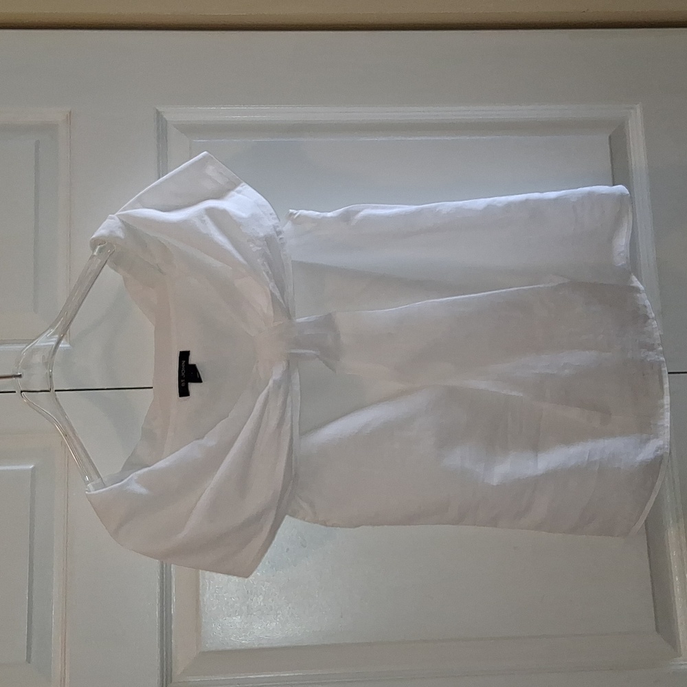 St. John Elegant White Off The Shoulder 100% Cottton Summer Blouse Top